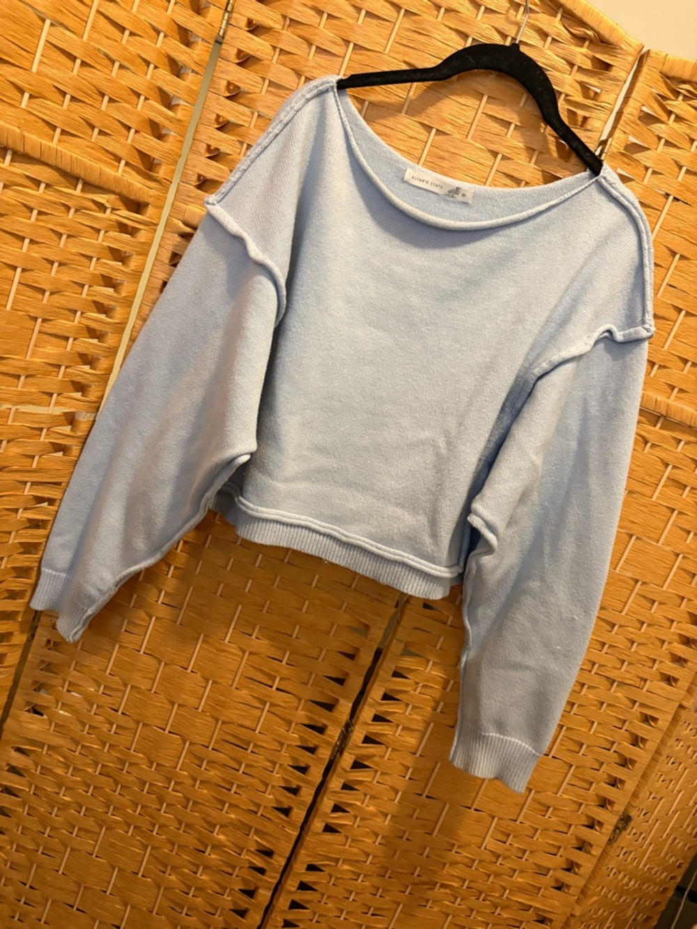 Altar'd State Parker Boatneck Sweater Light Blue Cropped Knit Sweater XS - Picture 5 of 6